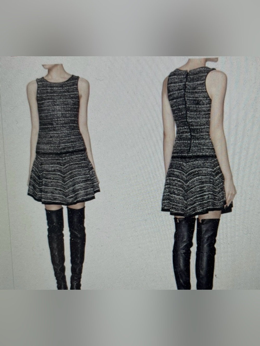 Alice & Olivia Enya Metallic Tweed Wool Blend Dress Size Large